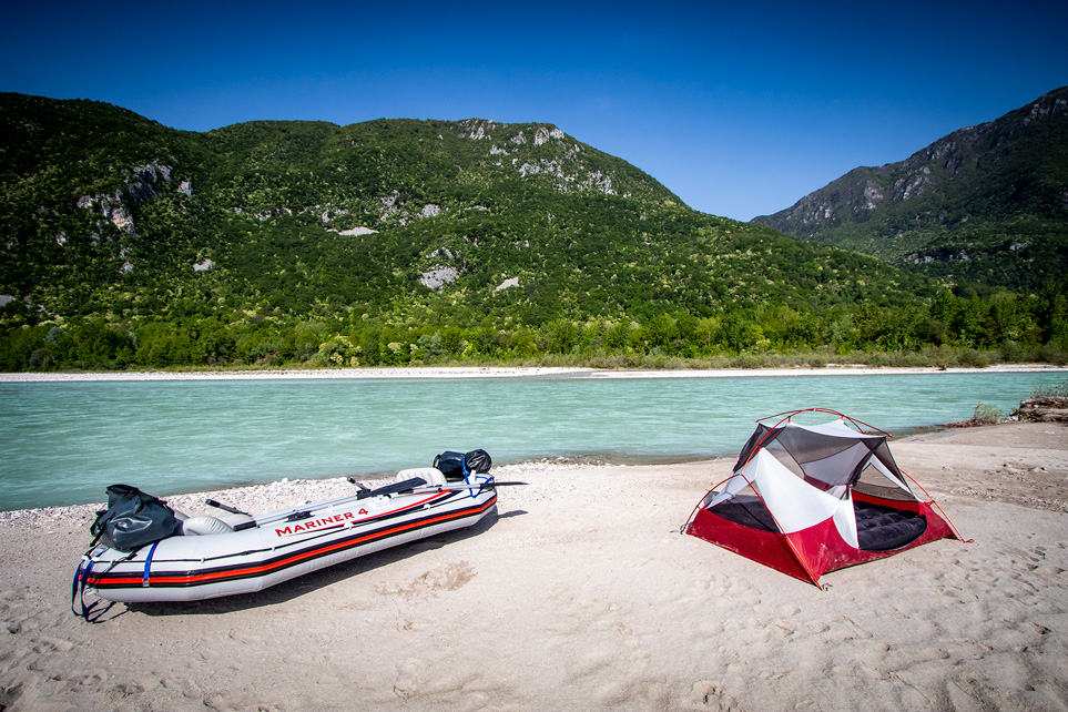 Rafting the Tagliamento in Italy | Inflatable Boat Tour | Campsite with boat | Outside Material