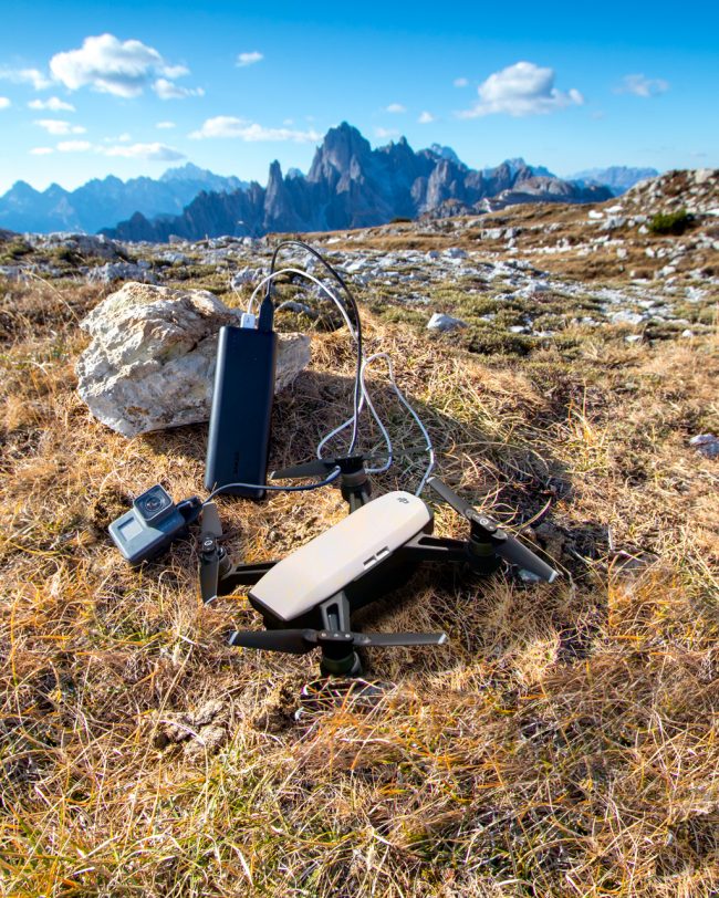 Charging drone with powerbank