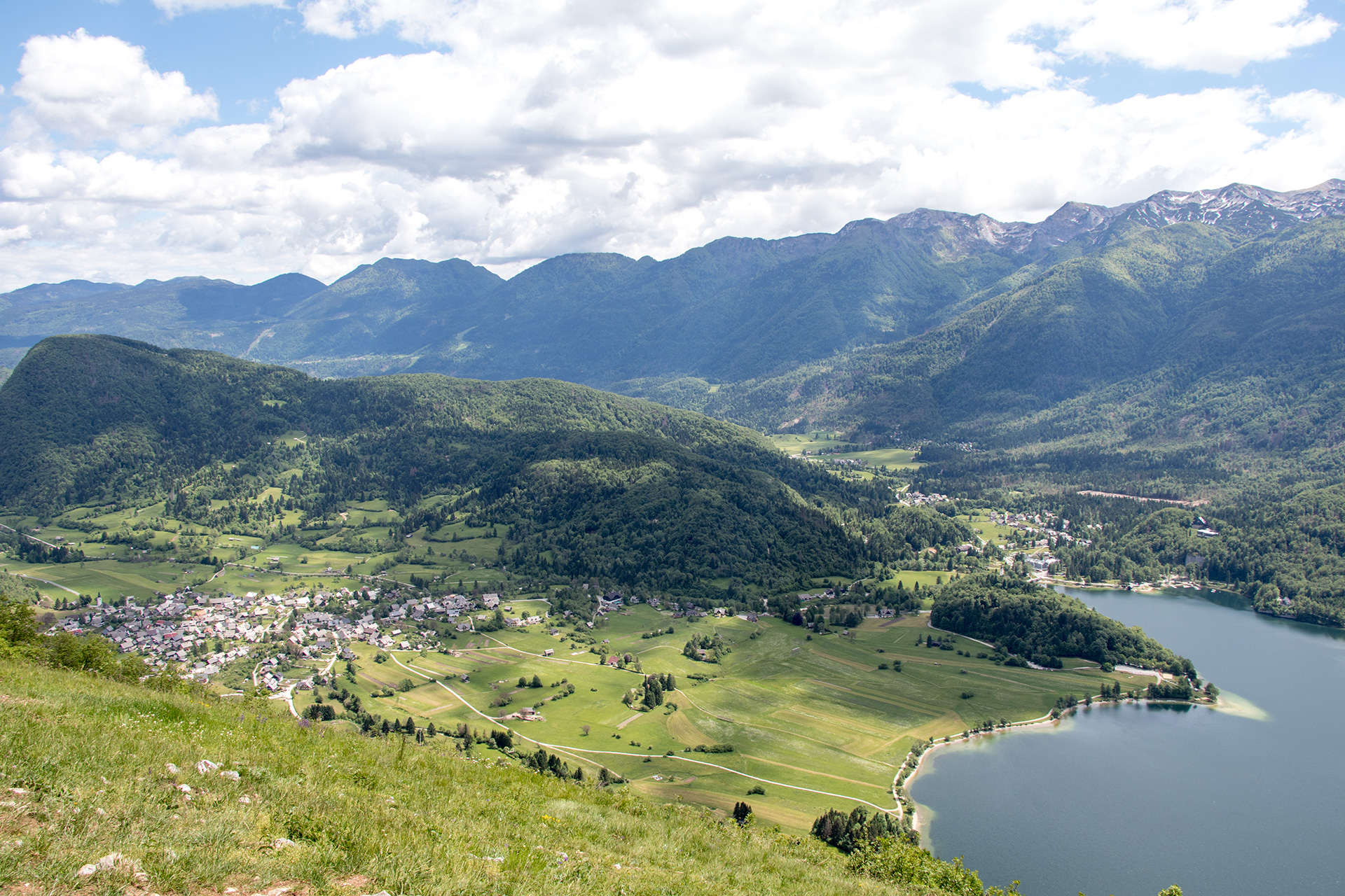 Stara Fuzina and Bohinjsko Jezero from above