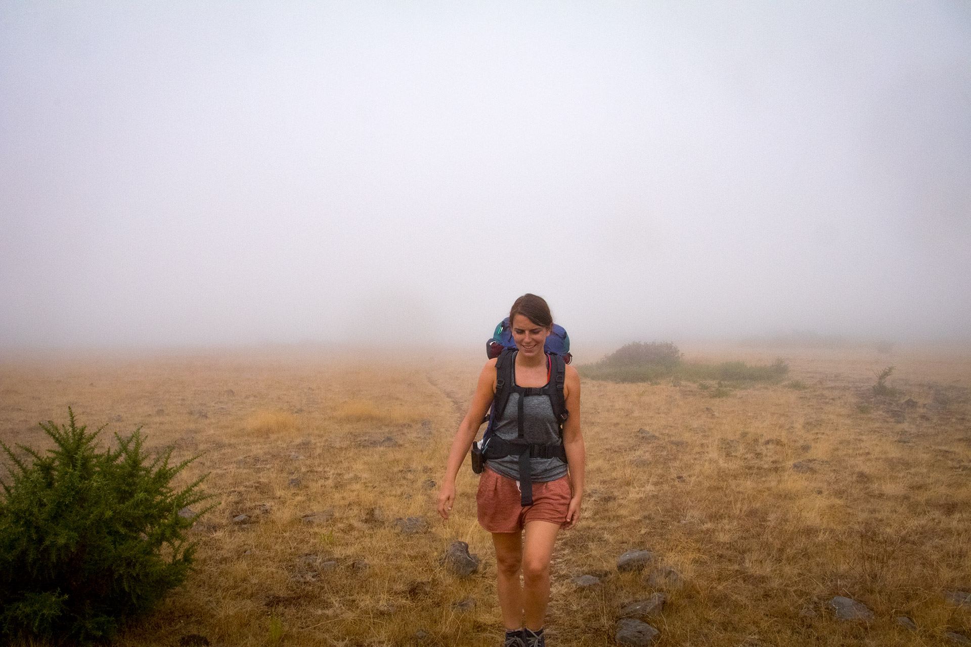 outsidematerial-madeira-trek-hiking-fog-walking madeira paul da serra fog woman