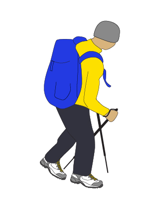 Walking school | Hiker downhill | Graphic